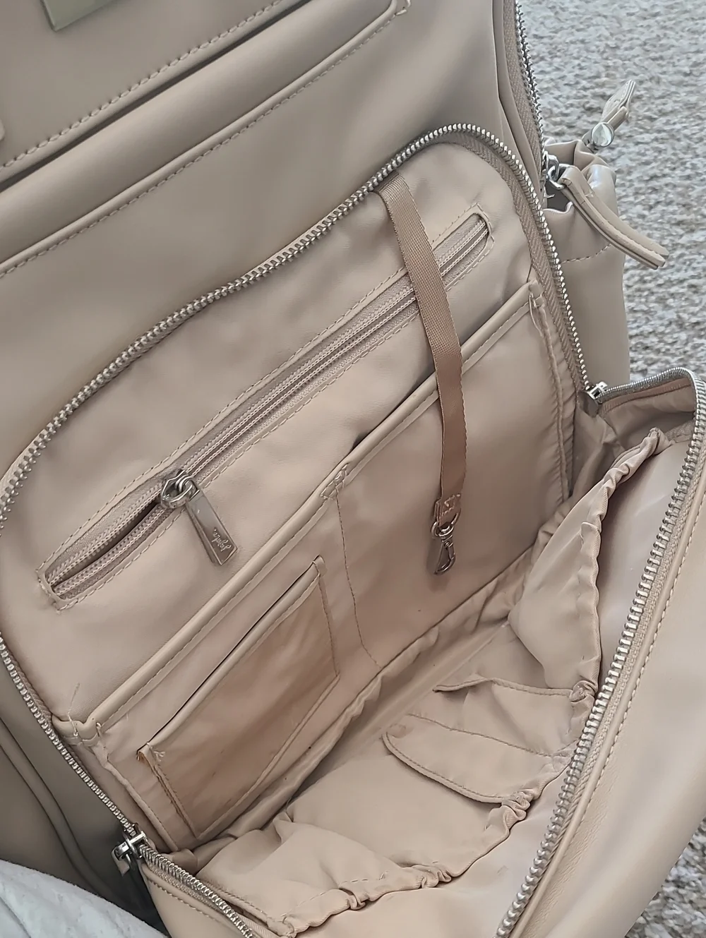 Neutral Quilted Backpack with Top Handles